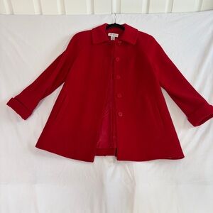 100% Wool Preston & York Cherry Red Pea Cape Coat Classic Maximalist Statement